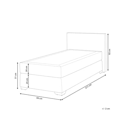 Łóżko kontynentalne tapicerowane 90 x 200 cm  szare PRESIDENT