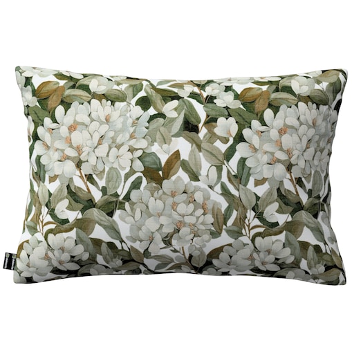 Poszewka Kinga na poduszkę prostokątną 60x40 zielone liście na białym tle