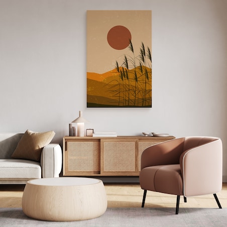 OBRAZ DO SYPIALNI TRZCINY ZACHÓD SŁOŃCA MARTWA NATURA STYL BOHO 80x120cm