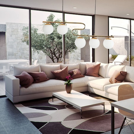 Lampa sufitowa wisząca złota białe kule APP1599-5CP