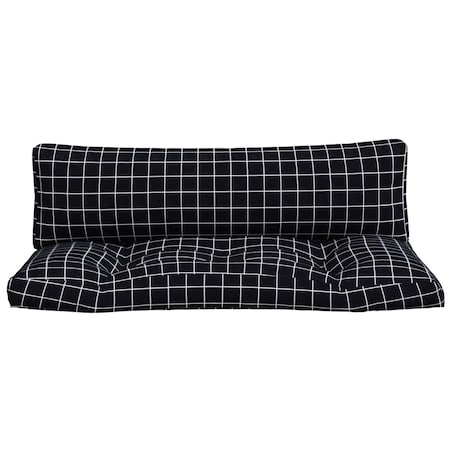 vidaXL Poduszki na palety, 2 szt., czarne w kratę, tkanina Oxford