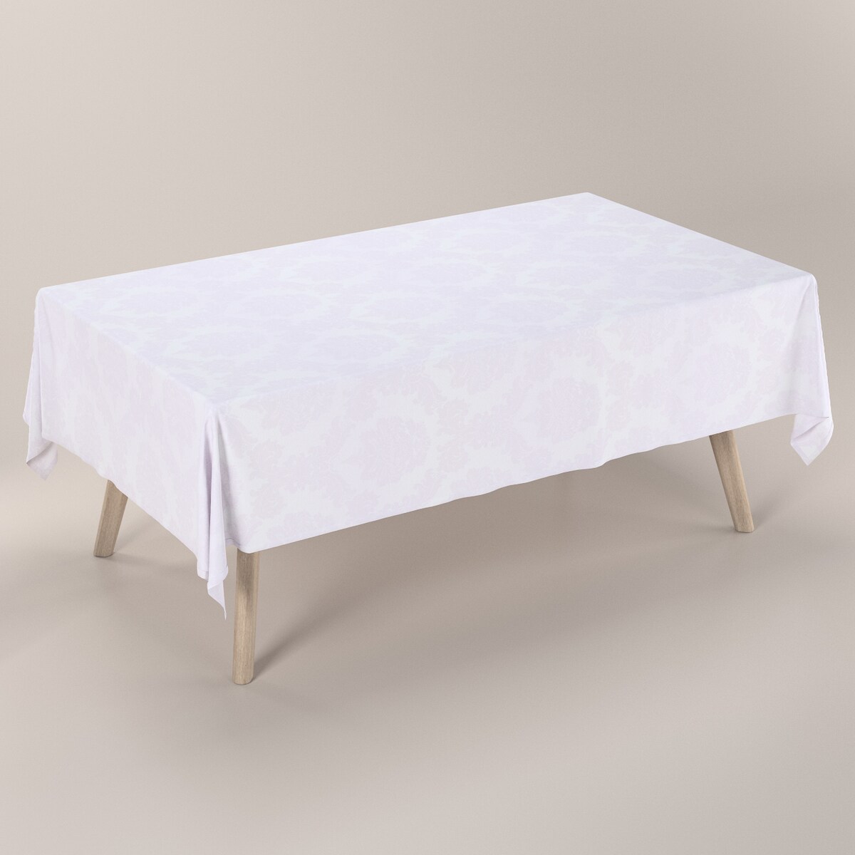 Obrus prostokątny 130 x 130 cm liście akantu na białym tle