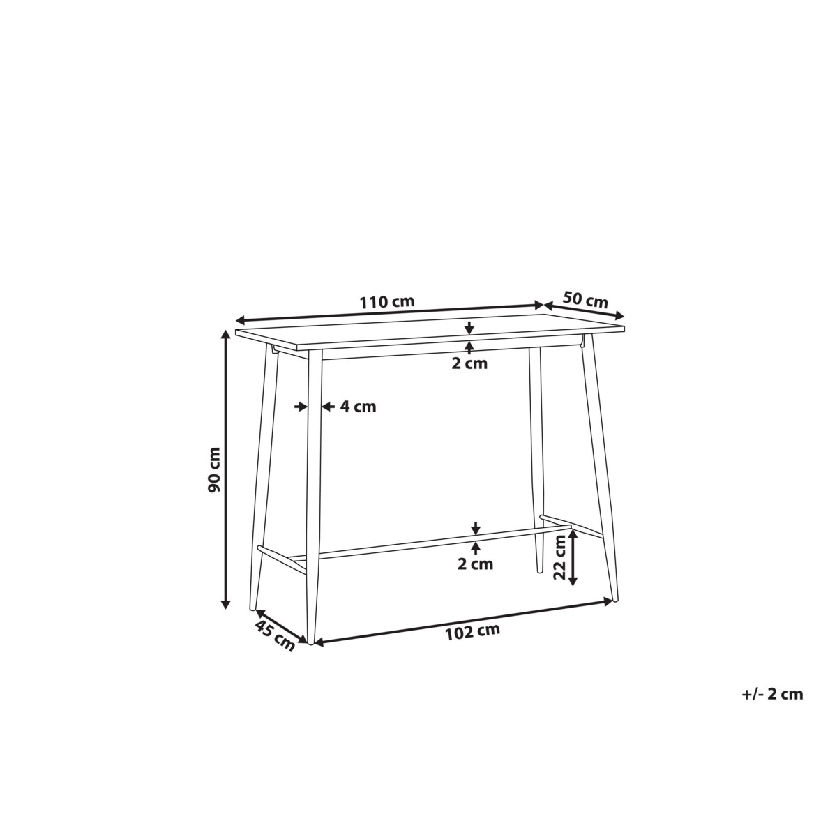 Stół barowy CHAVES Biały 110 cm 50 cm