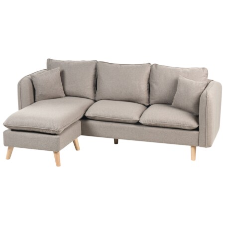 Sofa DALVIK Jasnobrązowy z otomaną dla 3 osób