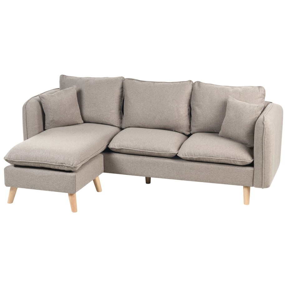 Sofa DALVIK Jasnobrązowy z otomaną dla 3 osób