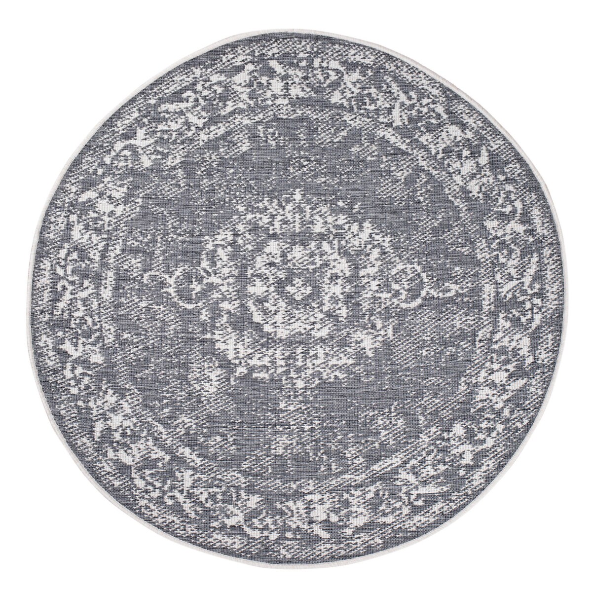 Funkcjonalny dywan okrągły na zewnątrz i do wnętrz, dwustronny DUO 55770 Szary 160x160