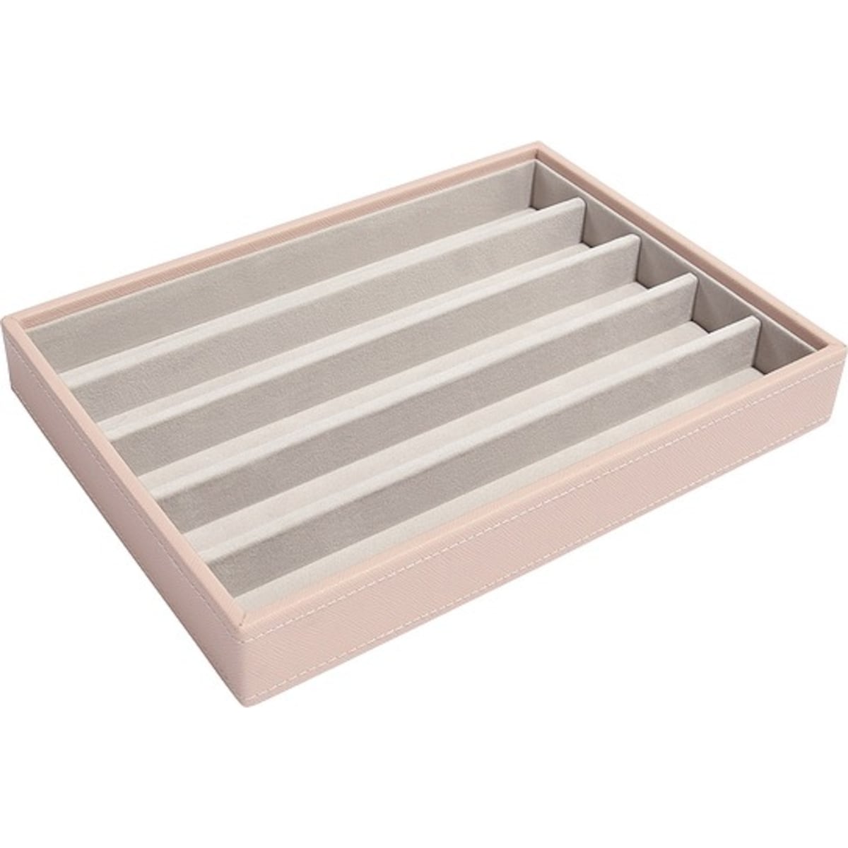 Szkatułka na biżuterię Stackers pięciokomorowa classic velvet jasnoróżowa
