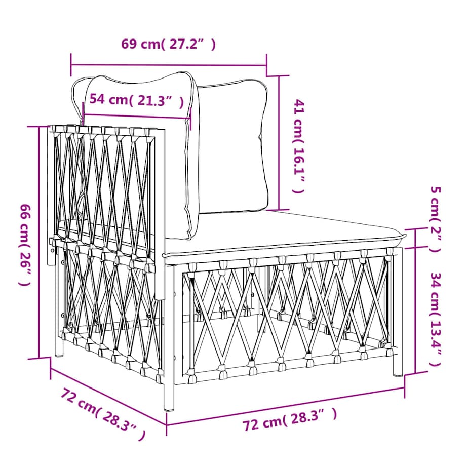 vidaXL Narożny moduł sofy ogrodowej z poduszkami, biała, plecionka