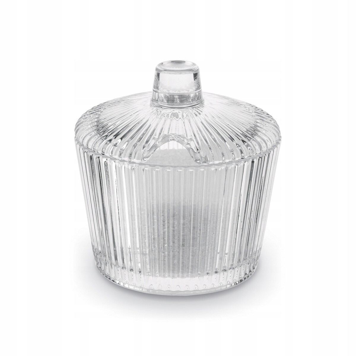 SZKLANA przezroczysta W PRĄŻKI CUKIERNICA cukierniczka 200 ml na cukier