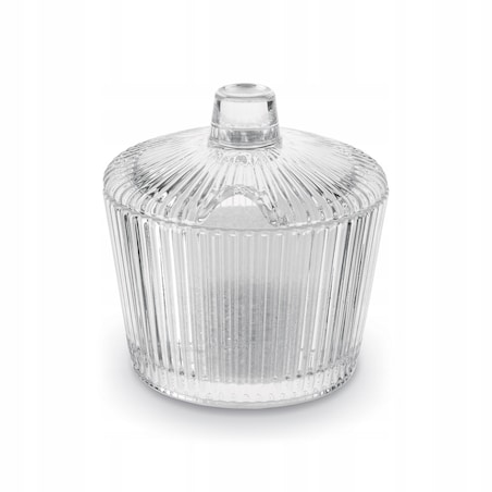SZKLANA przezroczysta W PRĄŻKI CUKIERNICA cukierniczka 200 ml na cukier