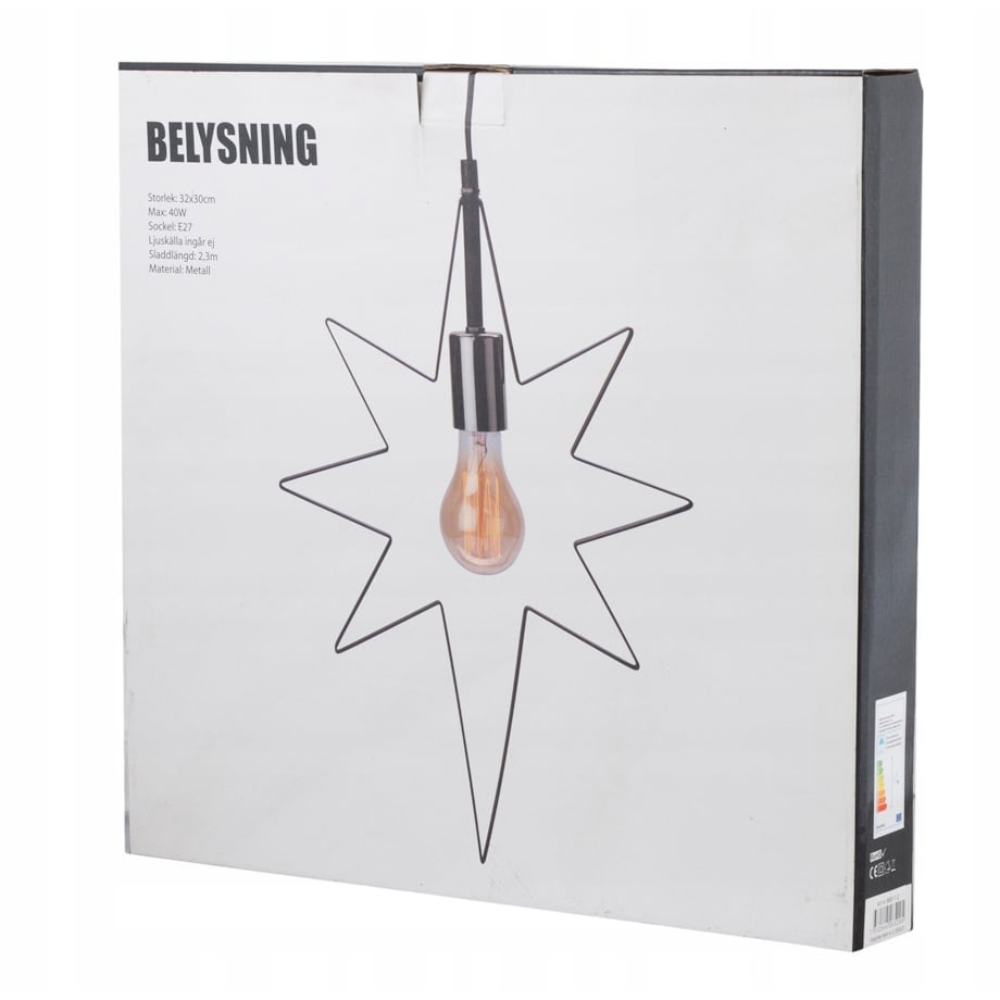 LAMPA wisząca GWIAZDA metalowa 45x32cm