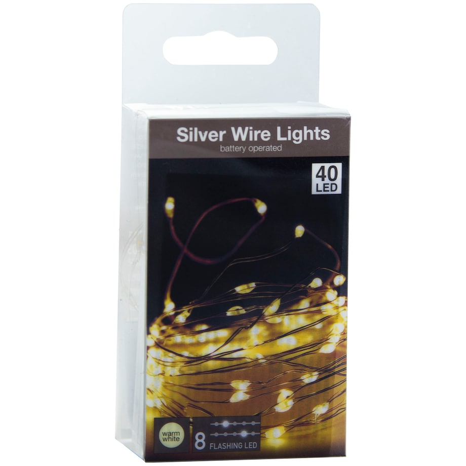 Lampki Druciki Girlanda Baterie 40 Led + Flash