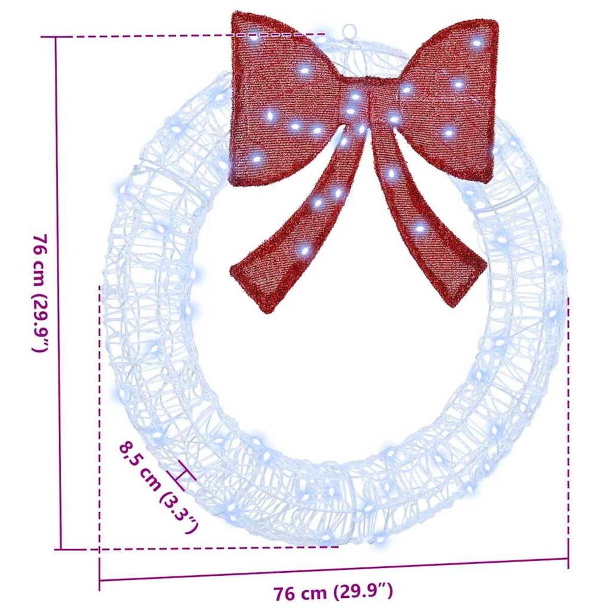 vidaXL Wianek z 60 diodami LED Zimna biel 75 cm Akryl