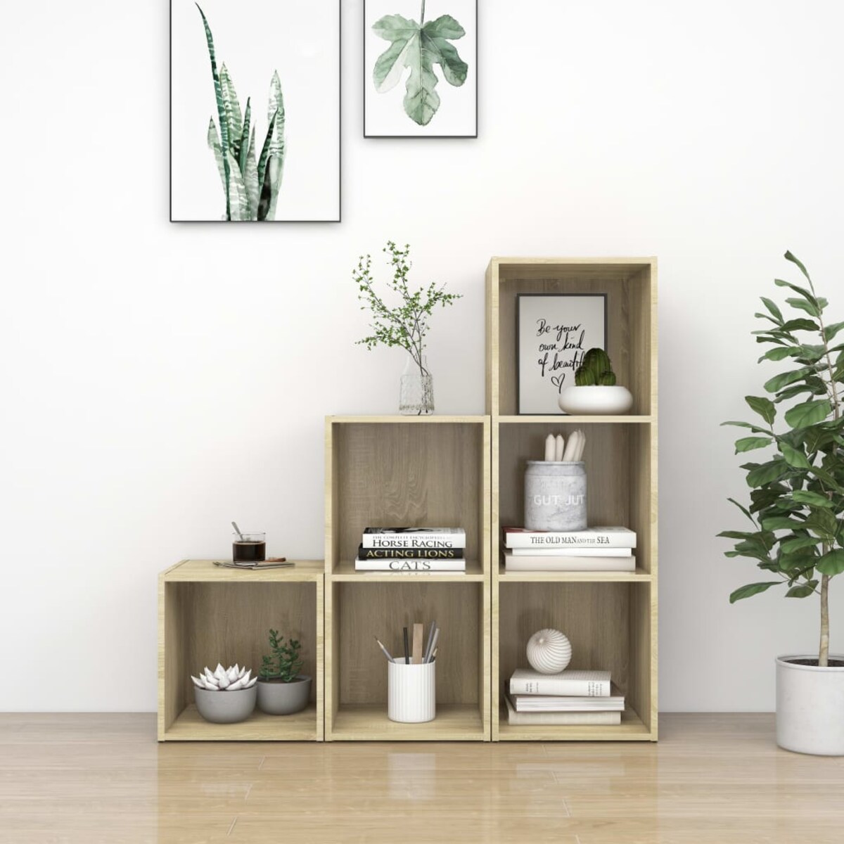 vidaXL 3-cz. zestaw szafek TV, dąb sonoma, płyta wiórowa