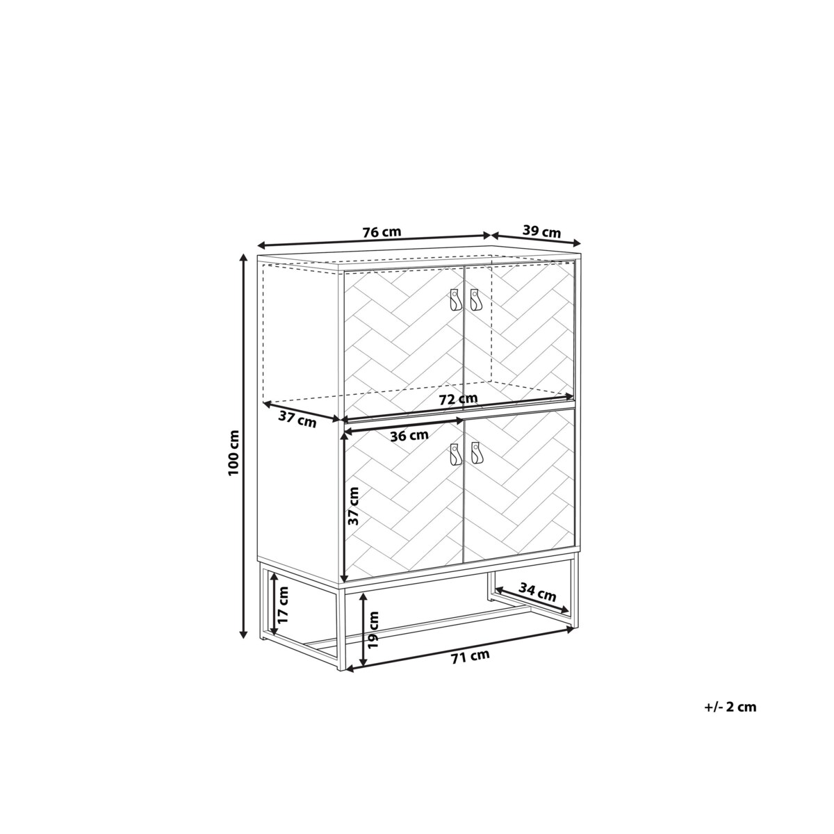 Szafka czterodrzwiowa jasne drewno z białym NUEVA