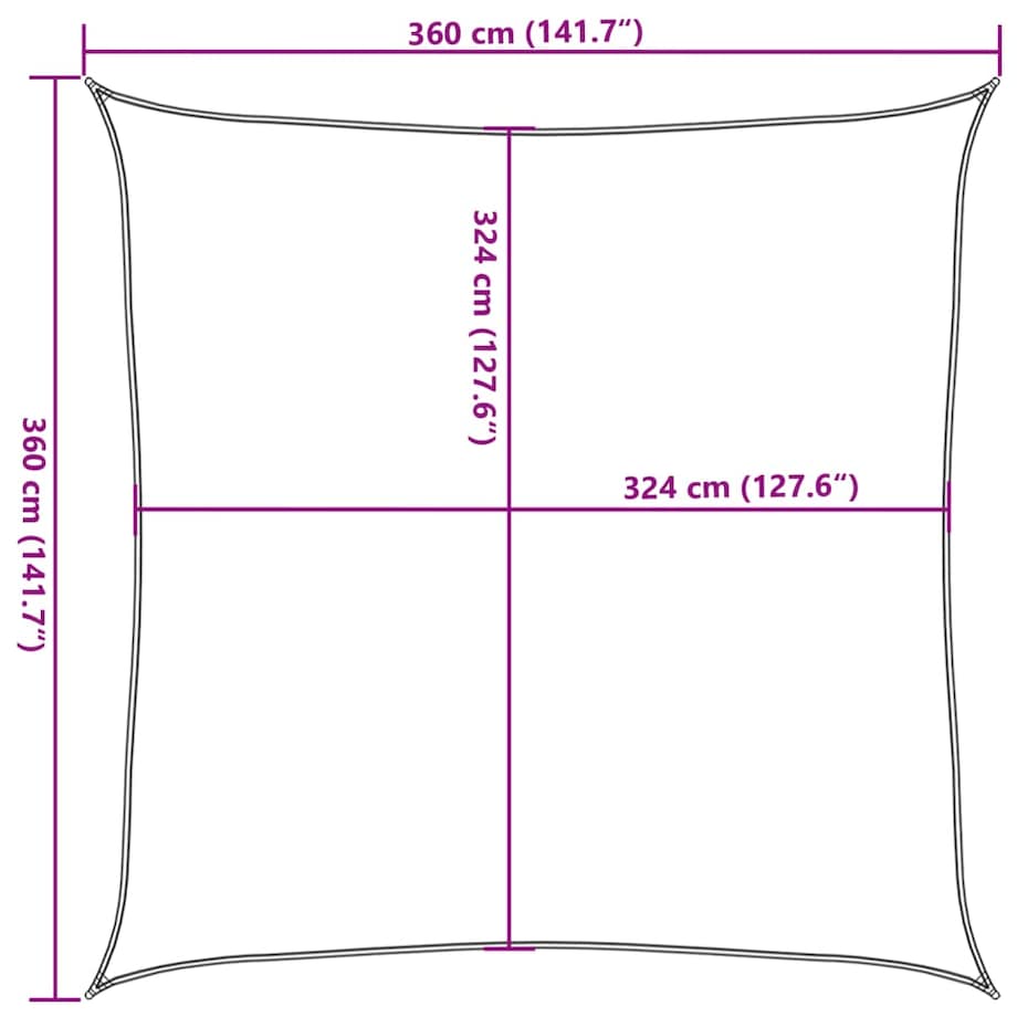 vidaXL Żagiel przeciwsłoneczny, 160g/m², ciemnozielony, 3,6x3,6m, HDPE