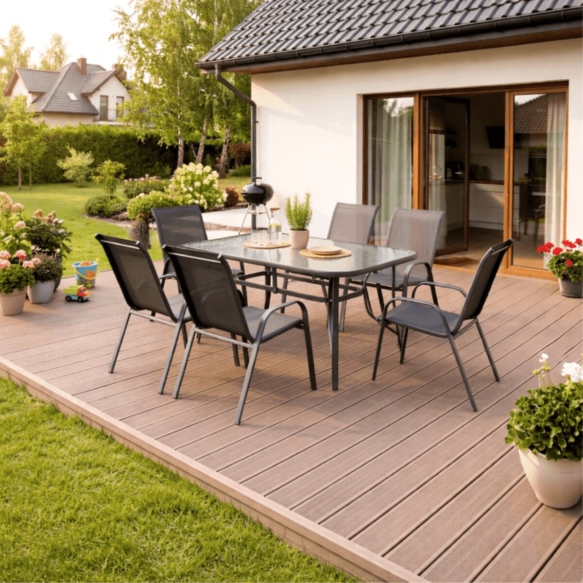 Zestaw Mebli Ogrodowych Na Taras Ogród Komplet Textilene Szary LIBERTY