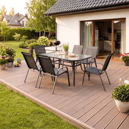 Zestaw Mebli Ogrodowych Na Taras Ogród Komplet Textilene Szary LIBERTY