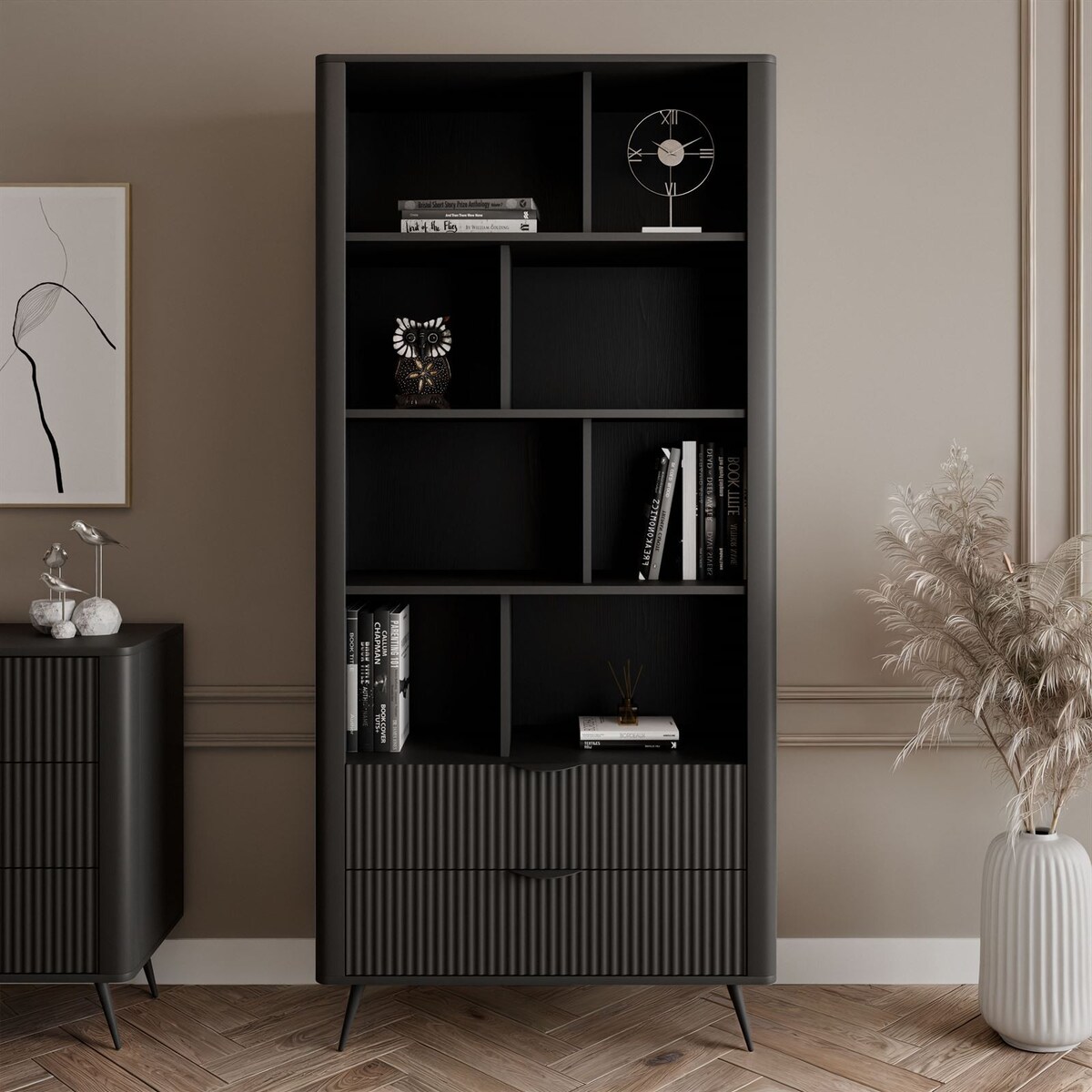 Regał SCARLETT z szufladami czarny