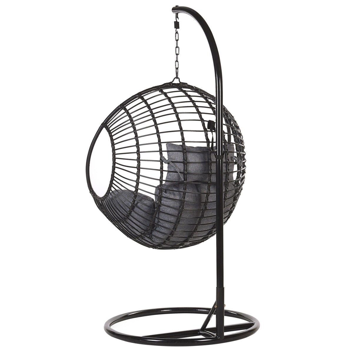 Fotel wiszący ze stojakiem ASPIO Technorattan Czarny