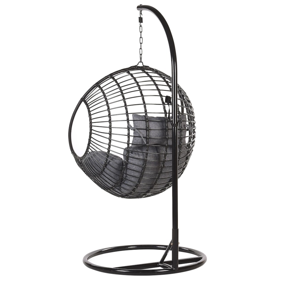 Fotel wiszący ze stojakiem ASPIO Technorattan Czarny