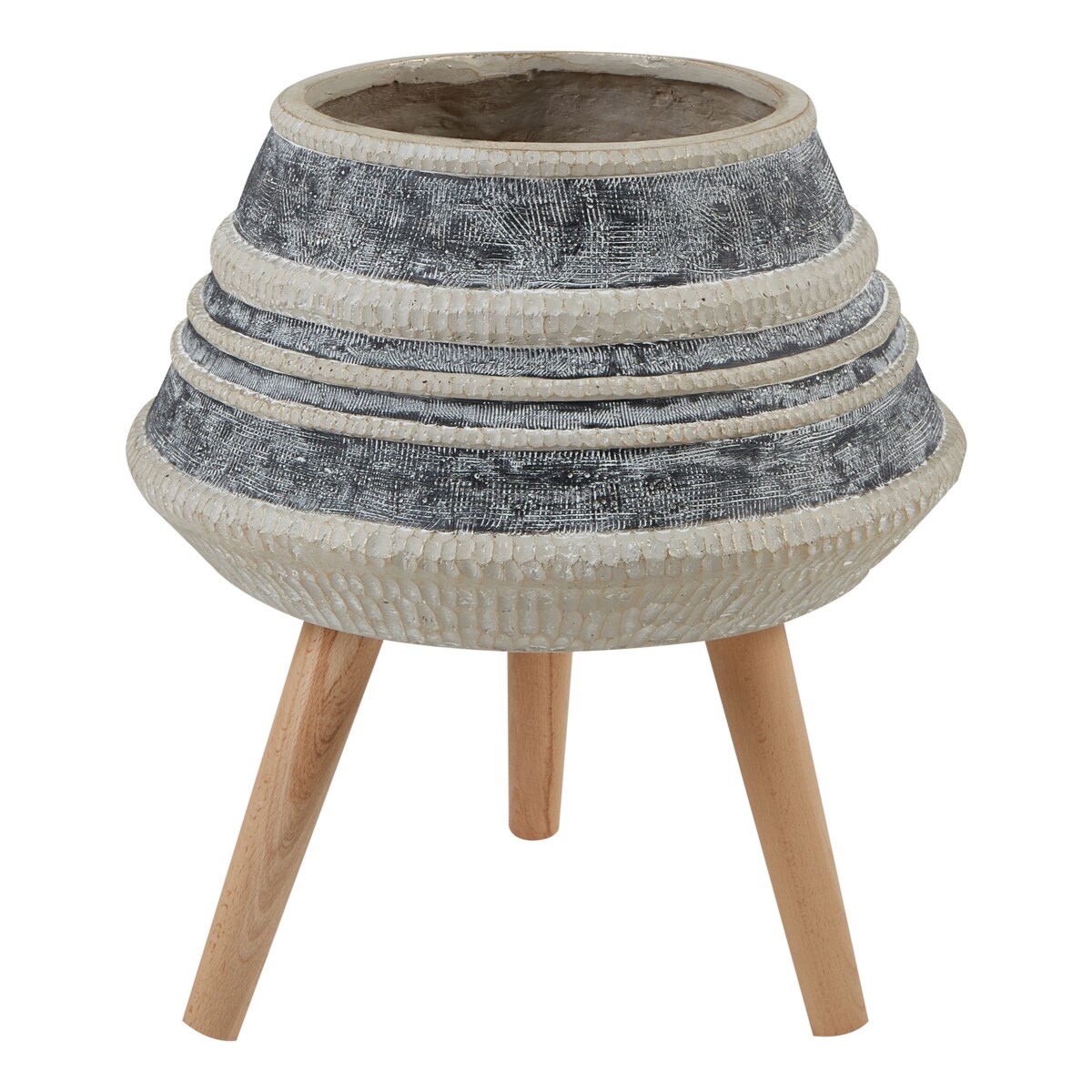 Doniczka na stojaku 37 x 37 x 54 cm beżowo-szara ATHAEA