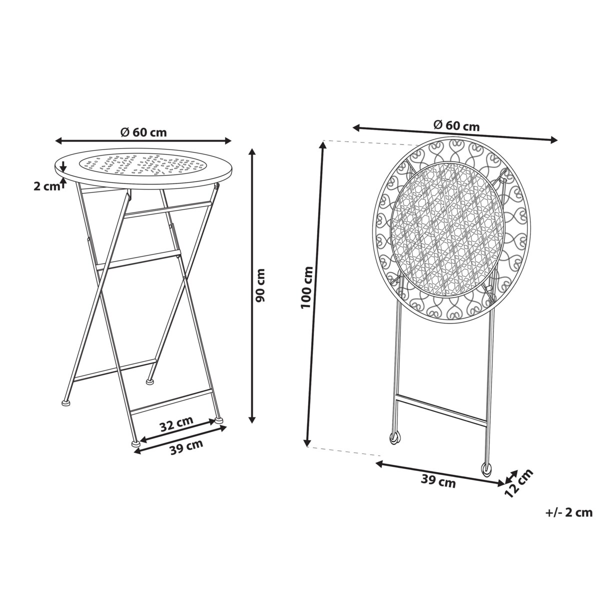 Stolik ogrodowy barowy metalowy 60 cm beżowy TRIESTE