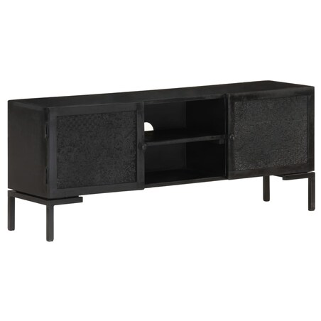 vidaXL Szafka pod TV, czarna, 115x30x46 cm, lite drewno mango