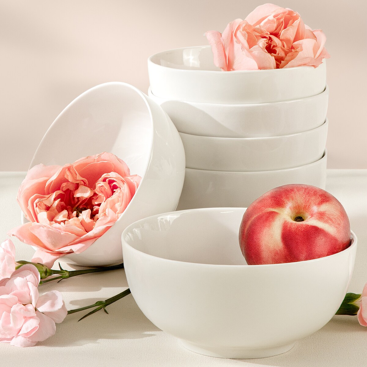 KONSIMO AD BELLA, Miska 6 szt., kolor ecru