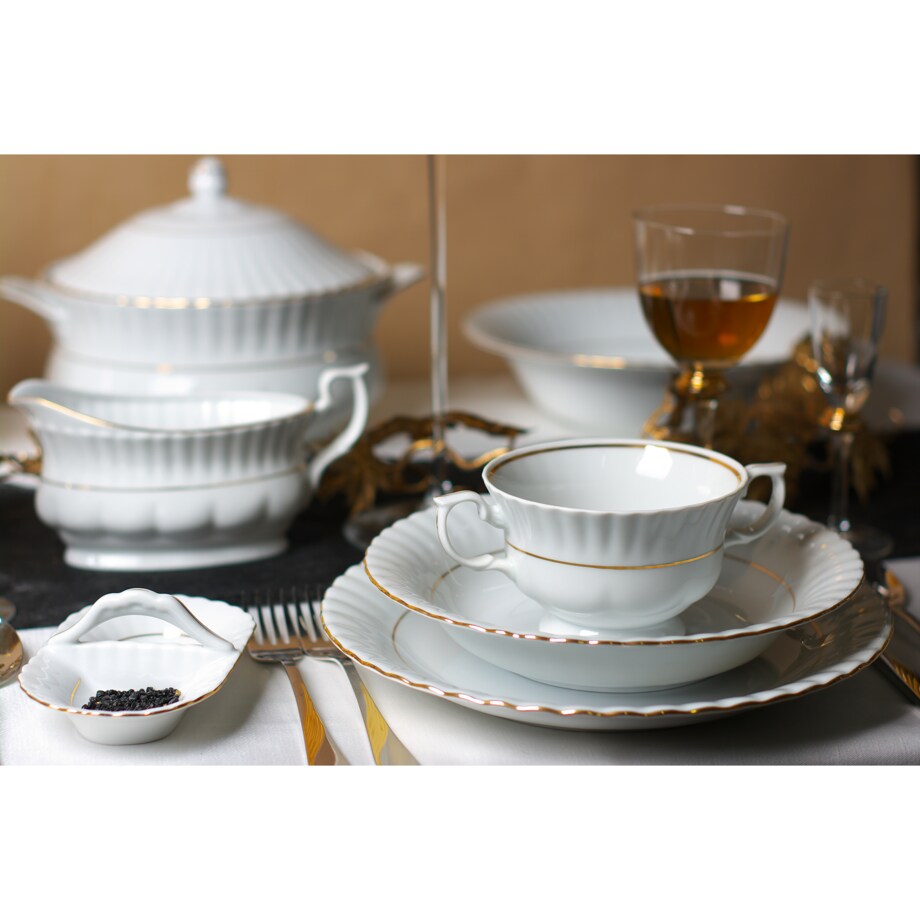 Zestaw obiadowo-kawowy dla 12 osób 131 el. Iwona Złota Linia B014