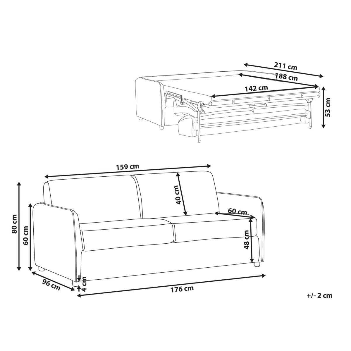 Sofa rozkładana ISHOJ Beżowoszary Tkanina