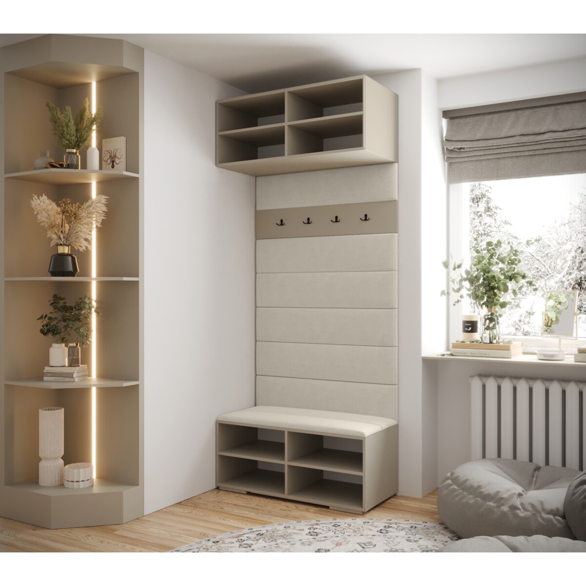 Garderoba do przedpokoju INOVA 3 kaszmir+złoty+manila02