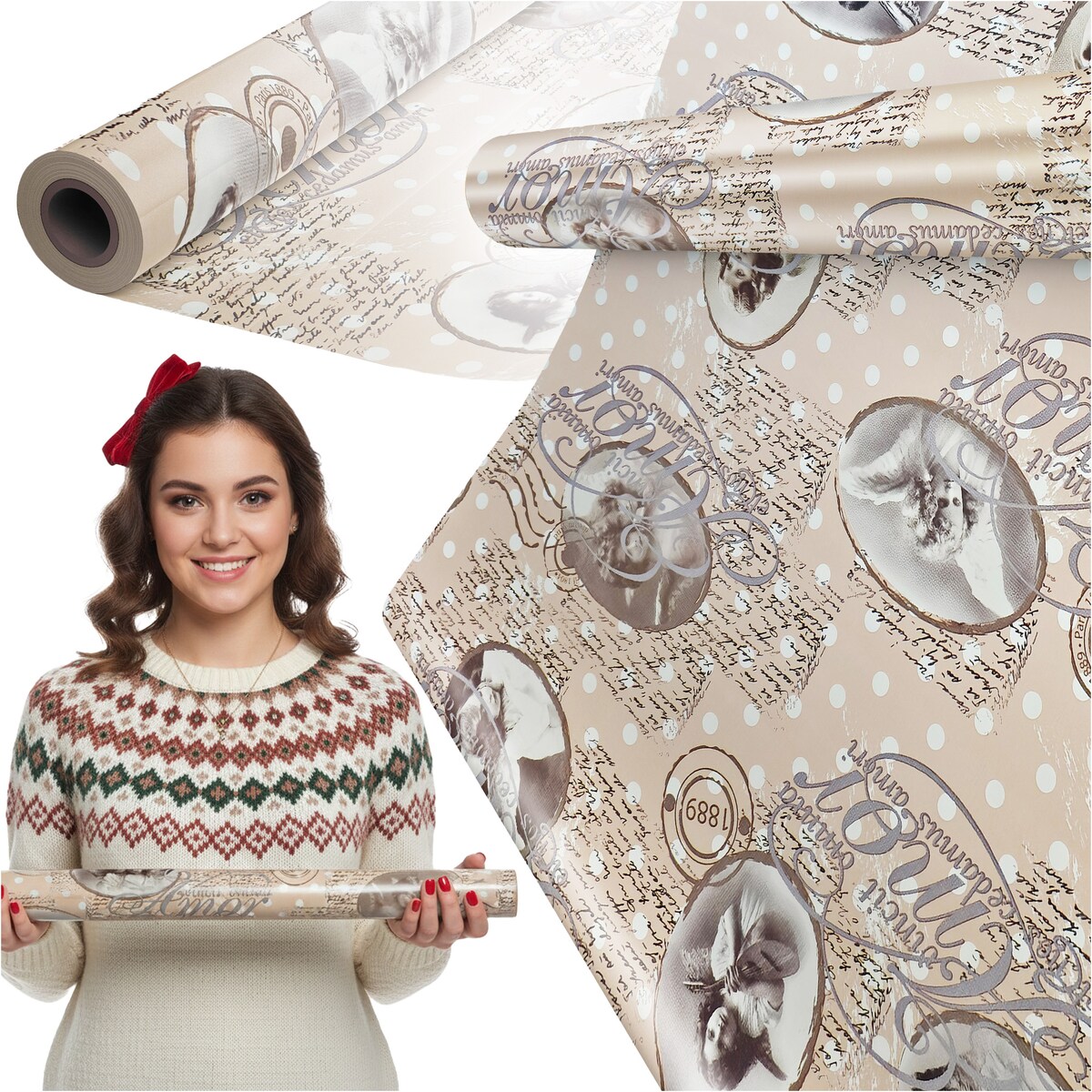 Papier do pakowania prezentów 25 METRÓW MEGAROLKA Świąteczny Do Paczek Ozdobny