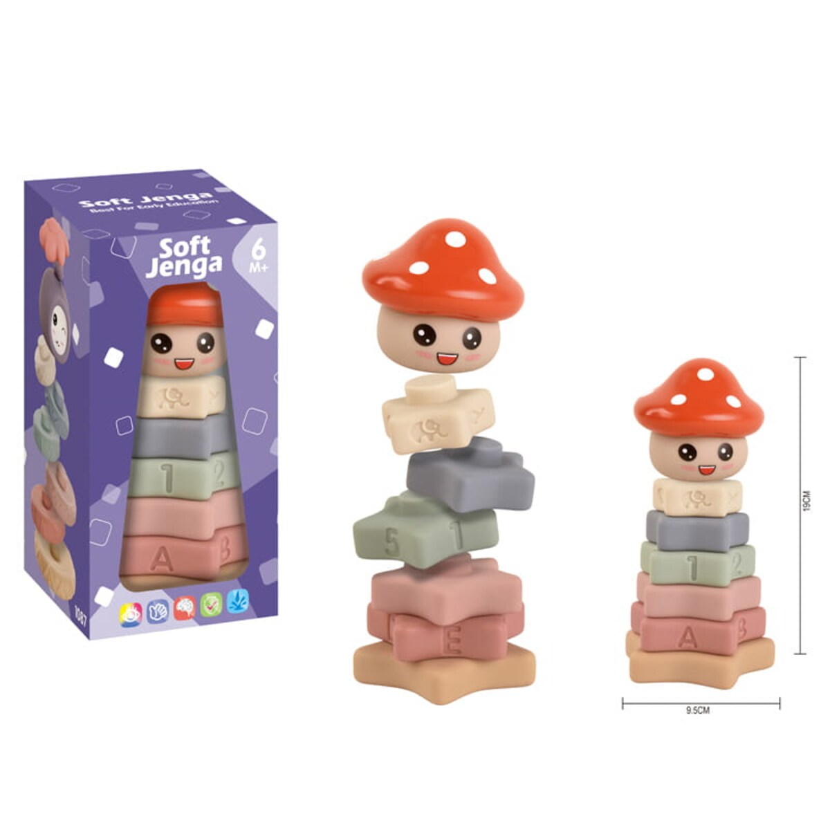 Wieża sensoryczna z grzybkiem - miękkie klocki