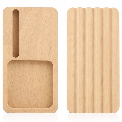 Stojak Na Telefon Organizer Drewniany Na Biurko 2W1 Naturalne Drewno