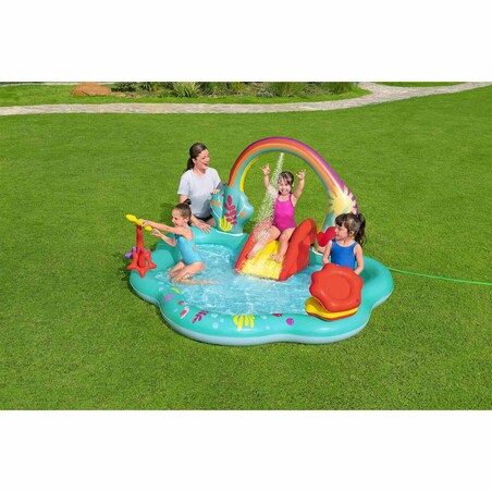 Dmuchany plac zabaw wodny Bestway 91097 Syrenka Disney zjeżdżalnia 211x206x127 cm