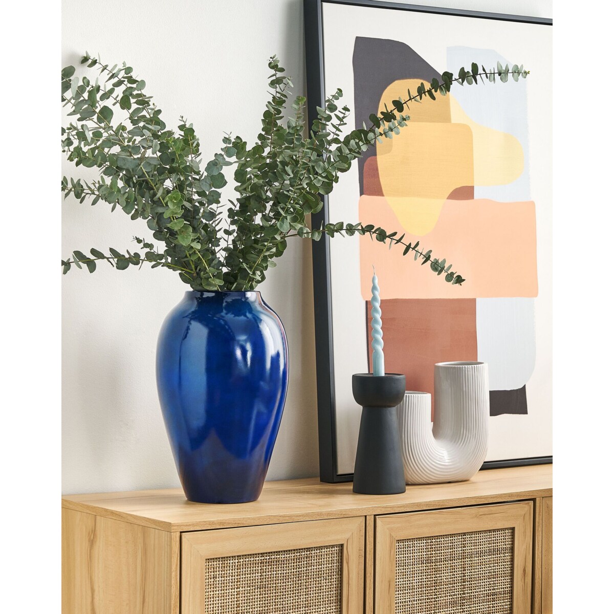 Wazon na kwiaty OCANA Ceramika 37 cm Ciemnoniebieski