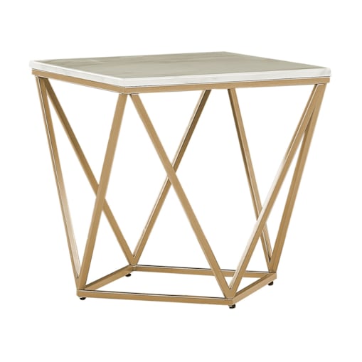 Stolik pomocniczy efekt marmuru beżowo-złoty MALIBU