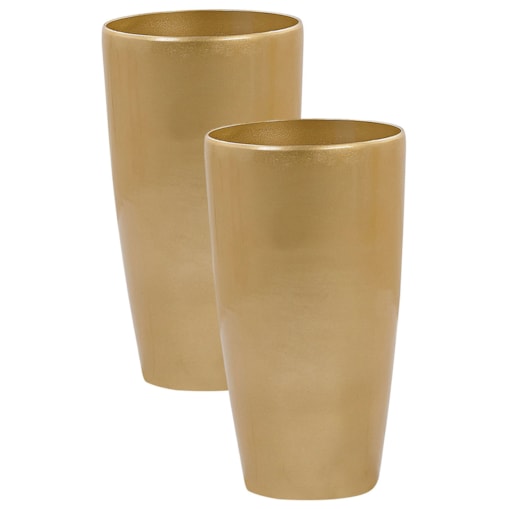 Zestaw 2 doniczek TSERIA Kamień 32 cm Złoty