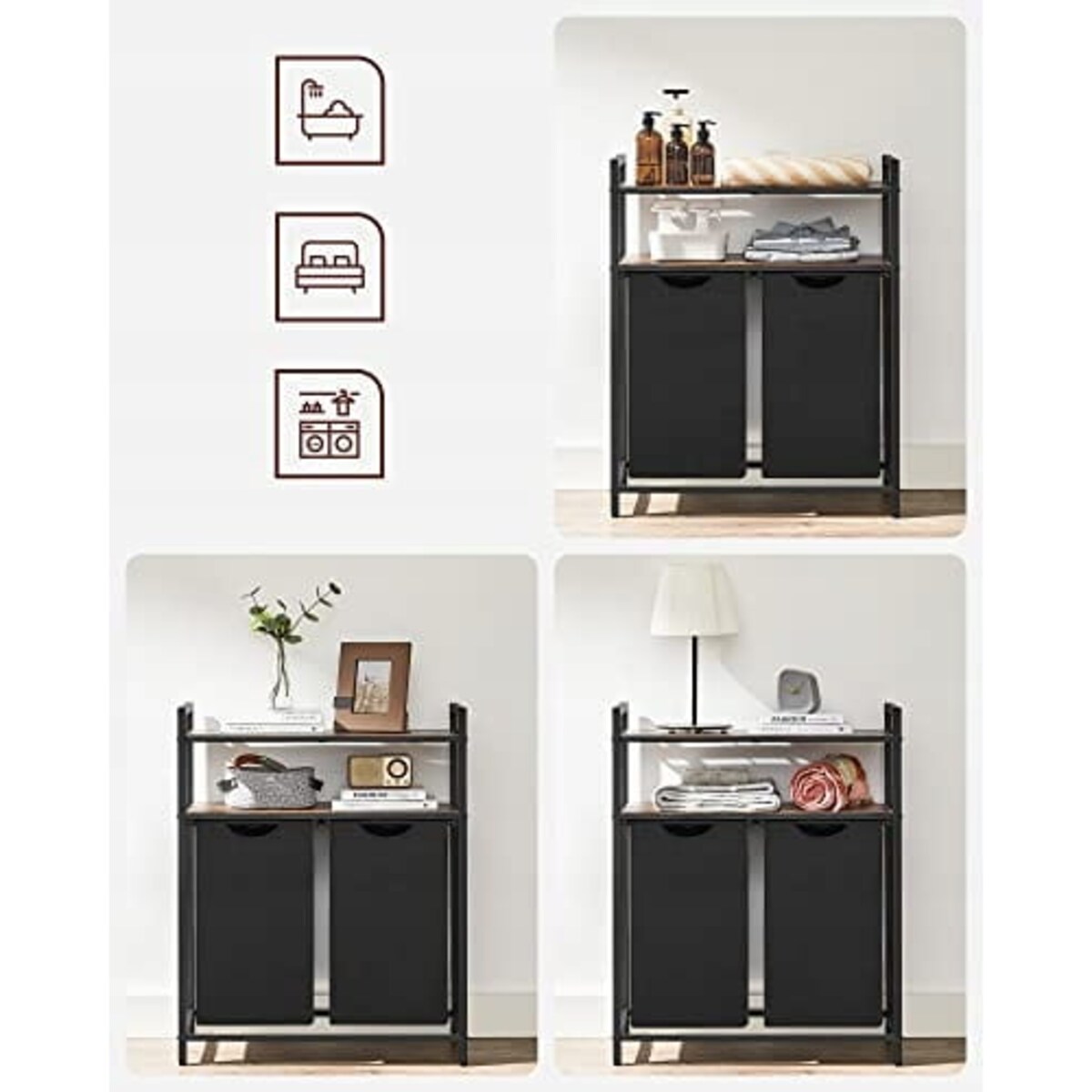 Szafka Łazienkowa Kosz Na PRanie Bielizne Ręczniki Czarny