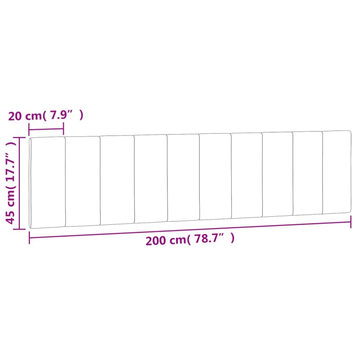 vidaXL Poduszka na wezgłowie, Hanko, czarna, 200 cm, aksamitna