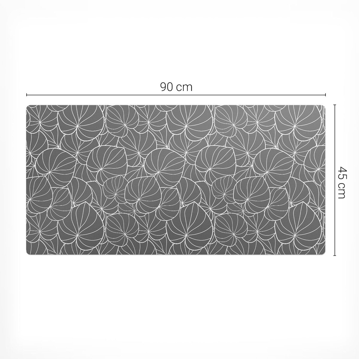 Szara mata na biurko Liście w abstrakcji, 90x45 cm