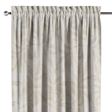 Zasłona na kanale z grzywką 1 szt. 130x260 ecru liście akantu