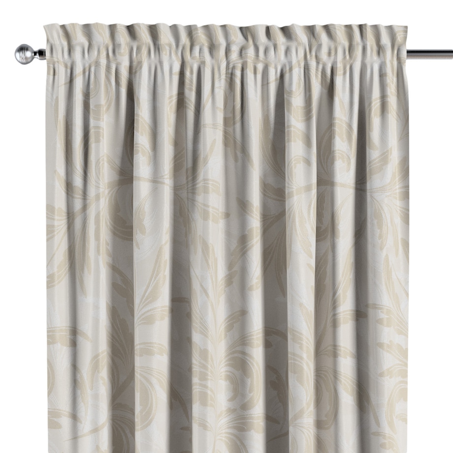 Zasłona na kanale z grzywką 1 szt. 130x260 ecru liście akantu