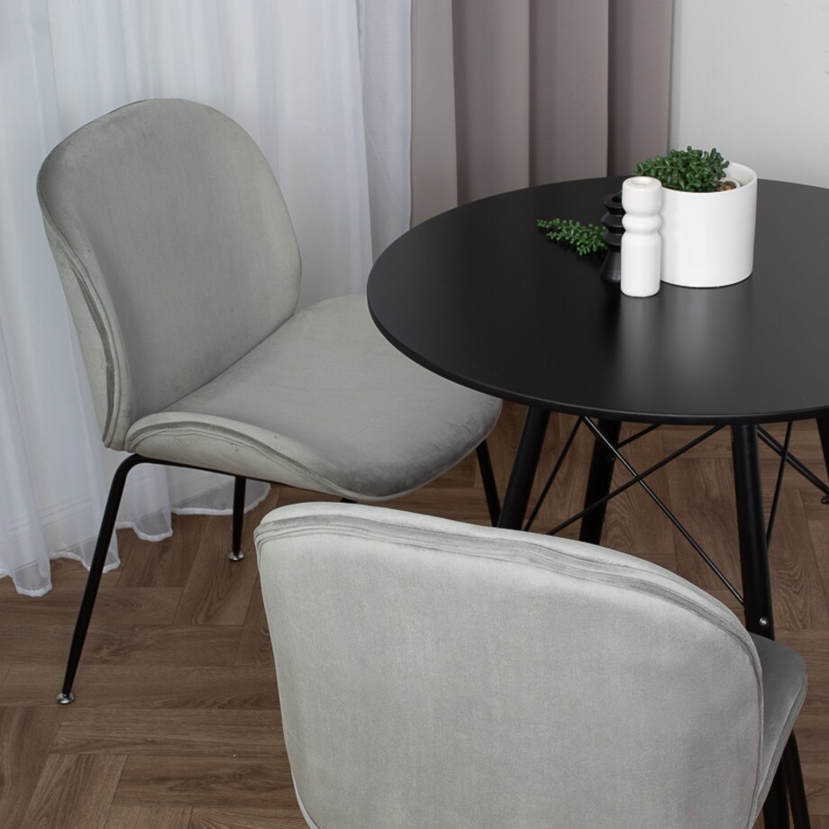 Krzesło tapicerowane welurowe do salonu jadalni jasnoszare