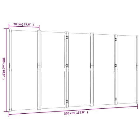 vidaXL Parawan 5-panelowy, jasnoszary, 350x180 cm