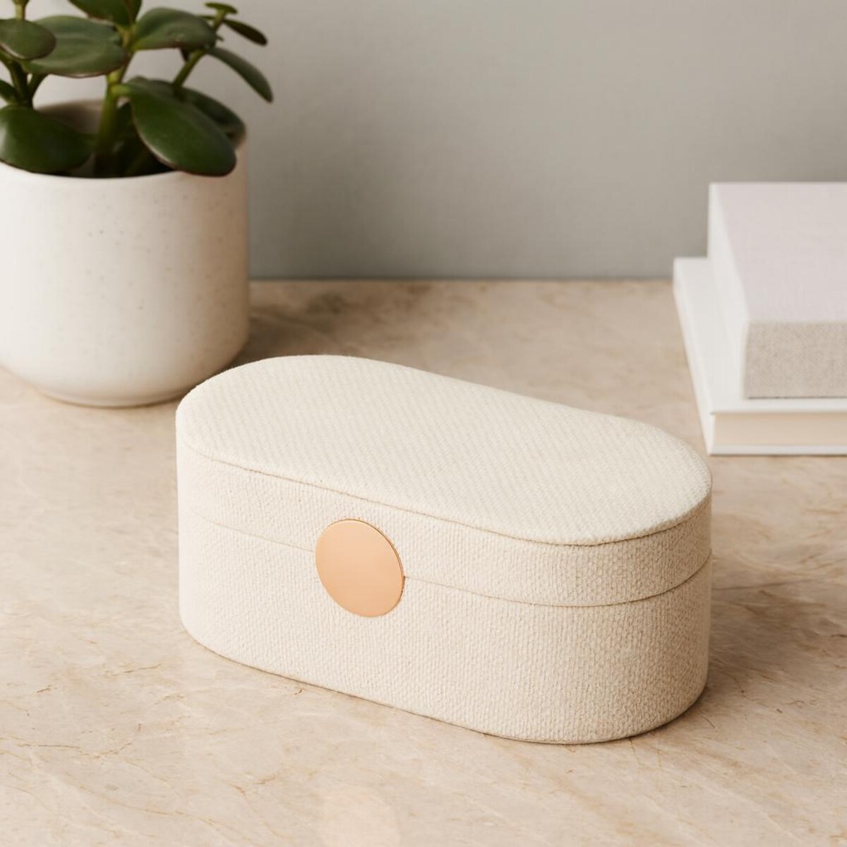 Szkatułka na biżuterię GLINT z lusterkiem w białym kolorze, 25 cm