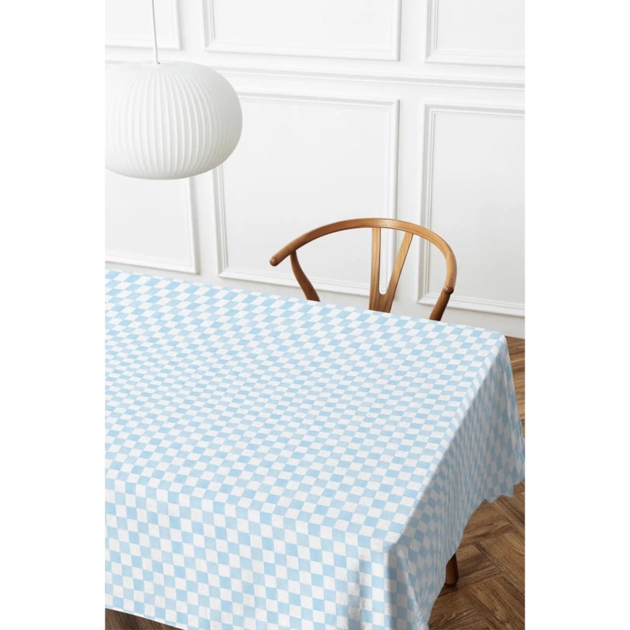 Obrus świąteczny - błękitna krata - 140x320