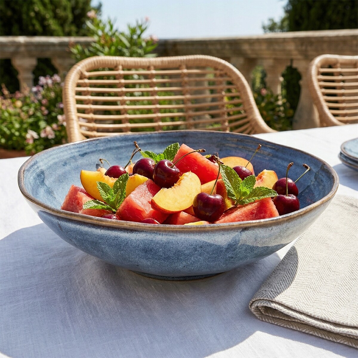MISA MISKA NA OWOCE SAŁATKĘ DUŻA 30cm CERAMICZNA NIEBIESKA PATERA