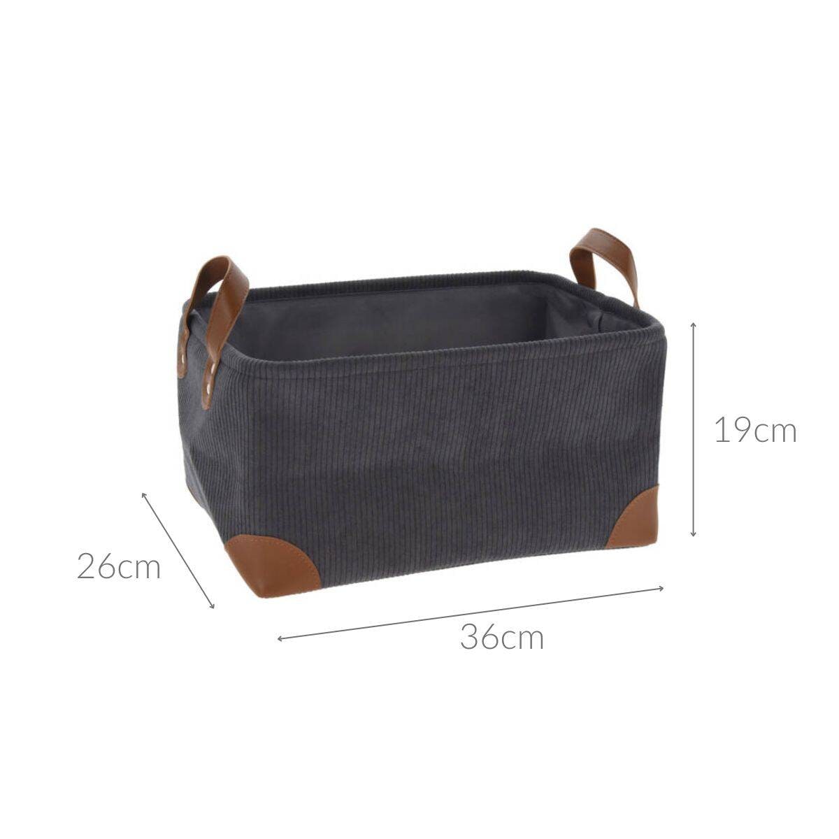 Koszyk do przechowywania, sztruks z uchwytami, 36 x 26 x 19 cm